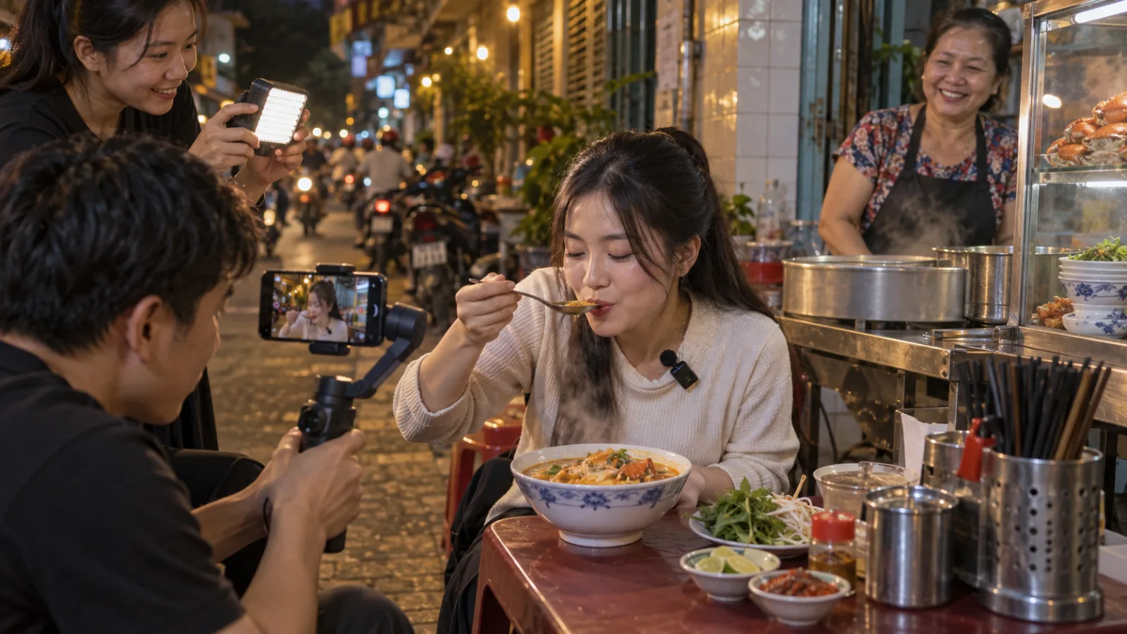Hậu trường một buổi quay food review tại quán vỉa hè Sài Gòn